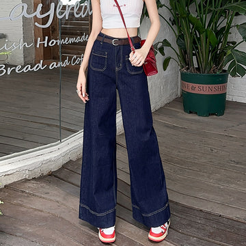 High Waist Wide Leg Cropped Jeans in Denim