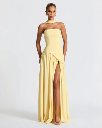 Vestido Maxi Elegante Isadora™ com Fenda: Conforto Luxuoso para Eventos Memoráveis
