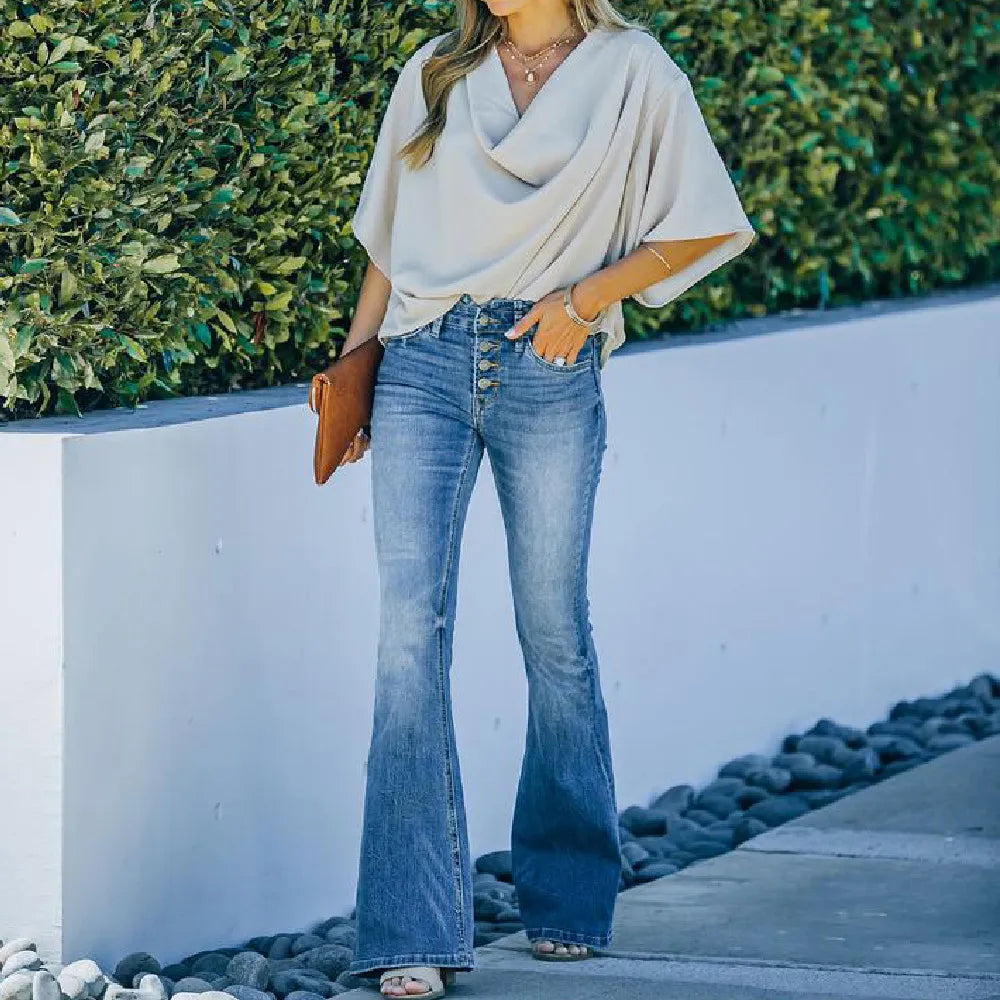 Blue High Waist Flared Jeans