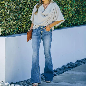 Blue High Waist Flared Jeans