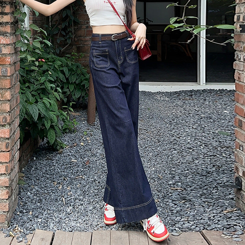 High Waist Wide Leg Cropped Jeans in Denim