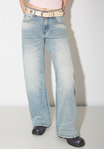 Light Blue High Waist Wide Leg Jeans