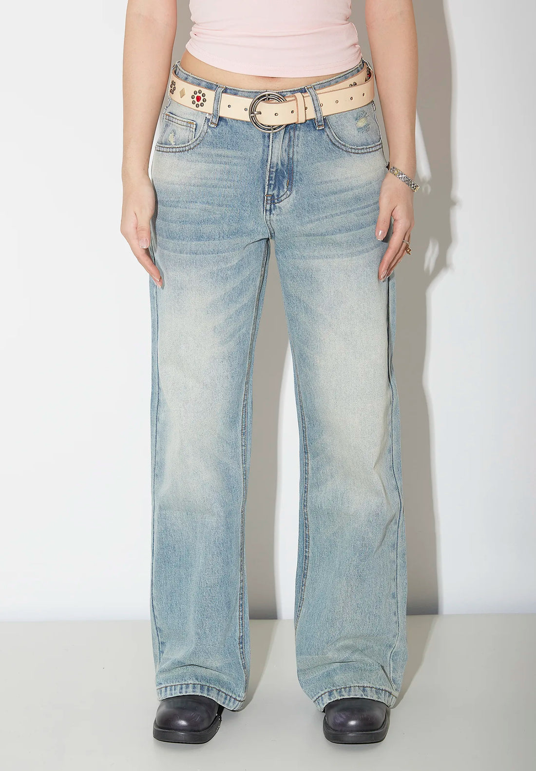 Light Blue High Waist Wide Leg Jeans