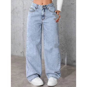 Light Blue Wide Leg High Waist Jeans