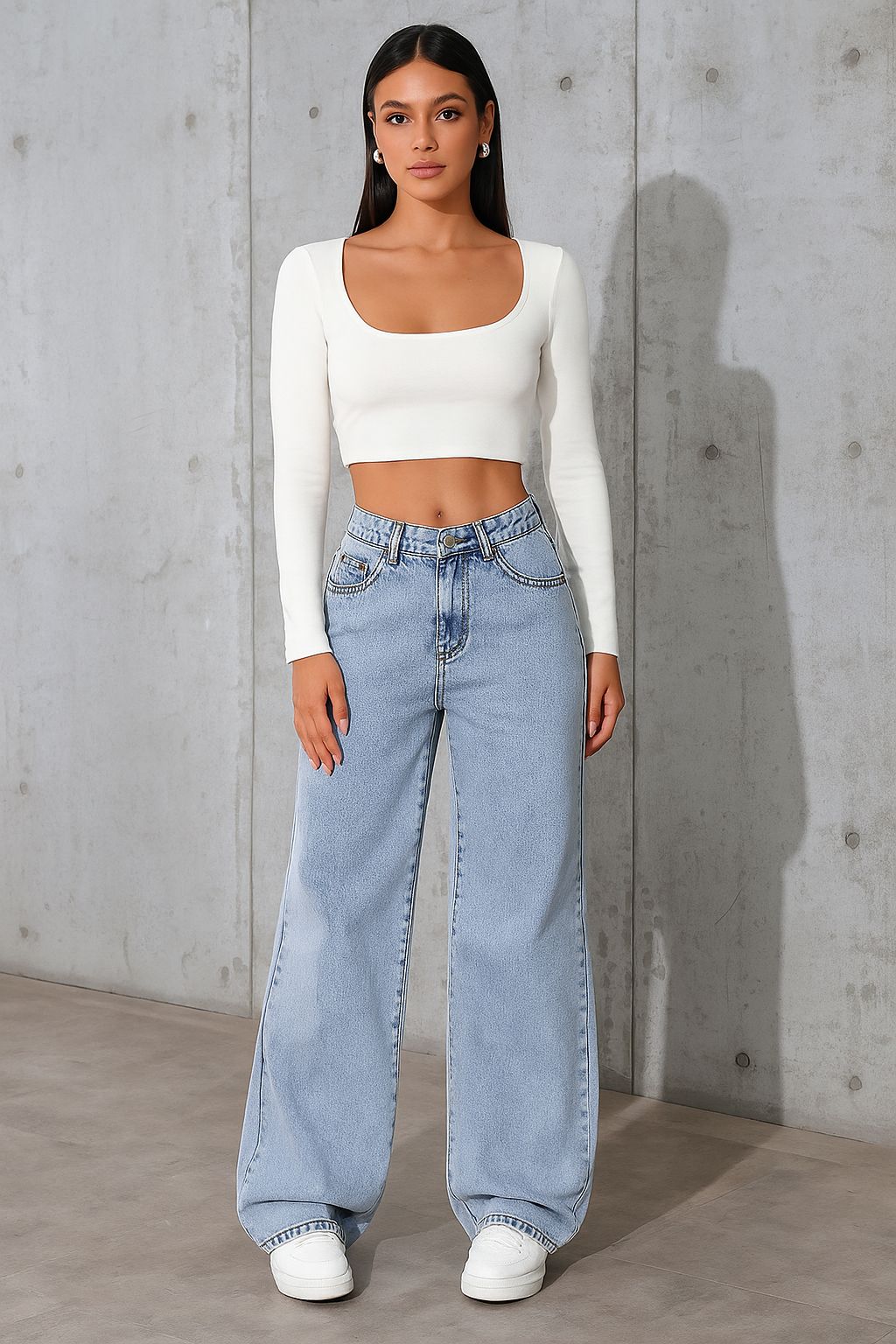 Light Blue Wide Leg High Waist Jeans