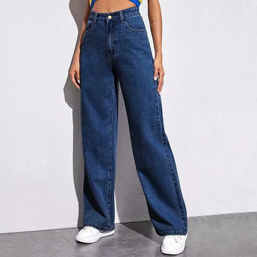 Dark Blue High Waist Wide Leg Jeans