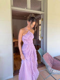 Vestido Isadora™ com Babados Deslumbrantes Lilás para Festas e Eventos Especiais